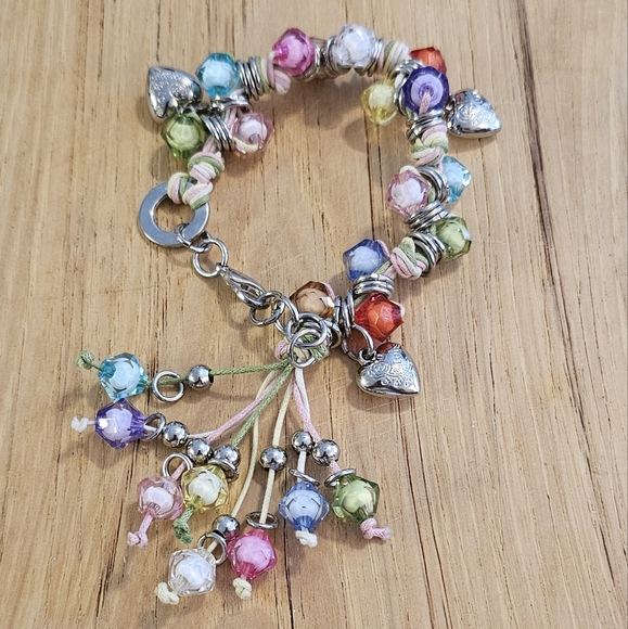 Hand Crafted Love Charm Multicolor Bracelet. - Picture 7 of 7